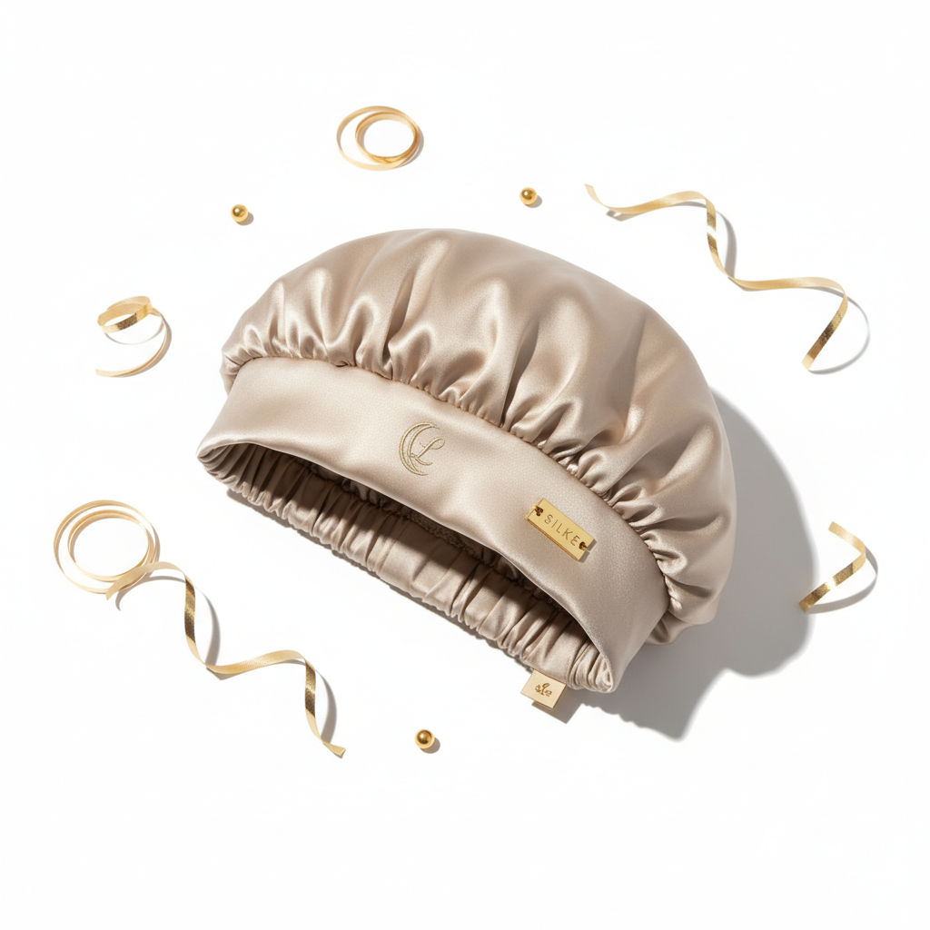 Lainey's Satin Bonnet in champagne beige